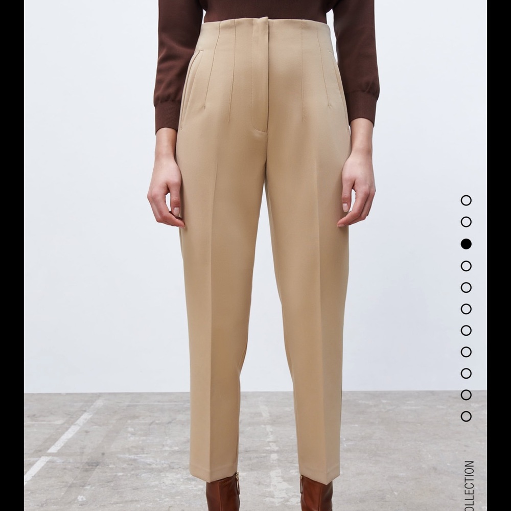 NWT Zara High Waisted Trousers Camel (Size L)